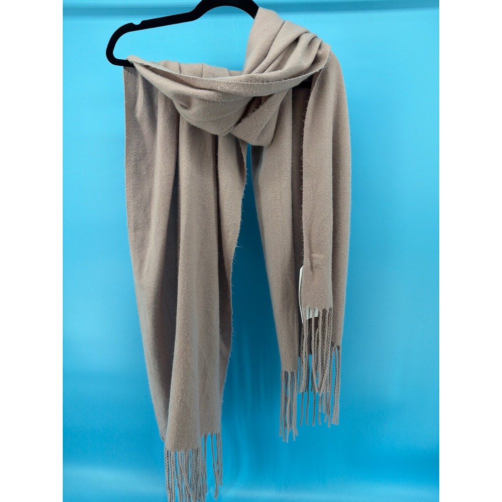 A New Day‎ Tan Beige Oversized Fringe Scarf Recycled Polyester Viscose Wrap